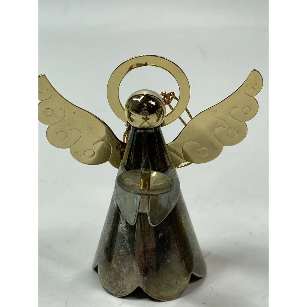 Metal Angel Ornaments Vintage Silver Color Metal Made In Taiwan Color tarnishing